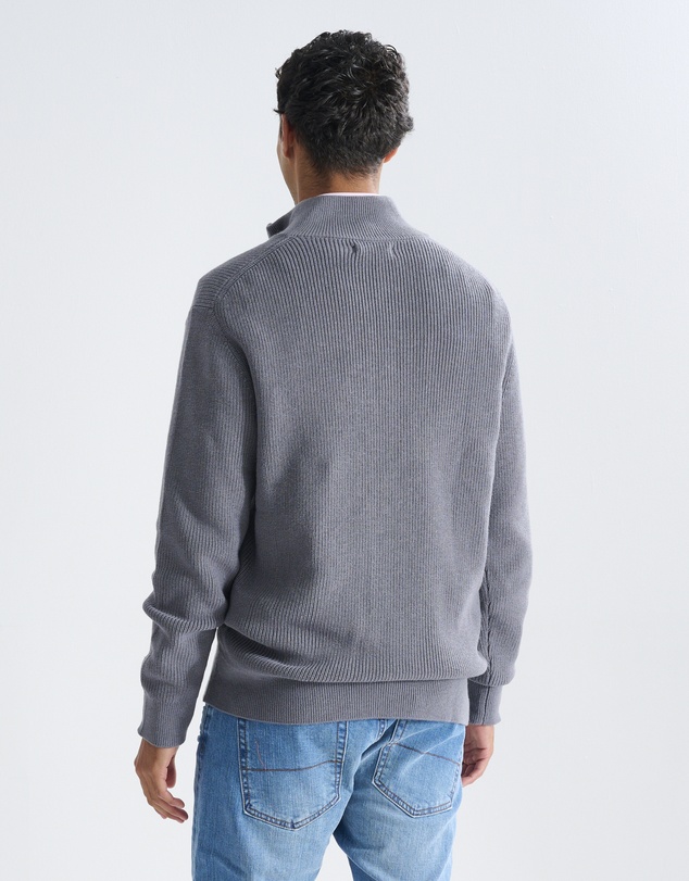 3 Wise Men - 3 Wise Men Frost Zip Neck Wool Blend Knit - Dark Grey