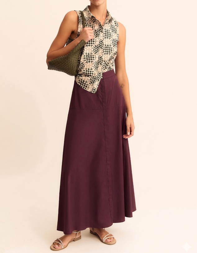 Emme - Plum Cotton Poplin Skirt