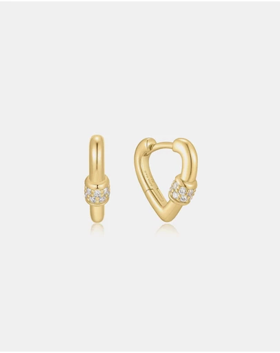 Ania Haie - Gold Mini Heart Clasp Huggie Earrings