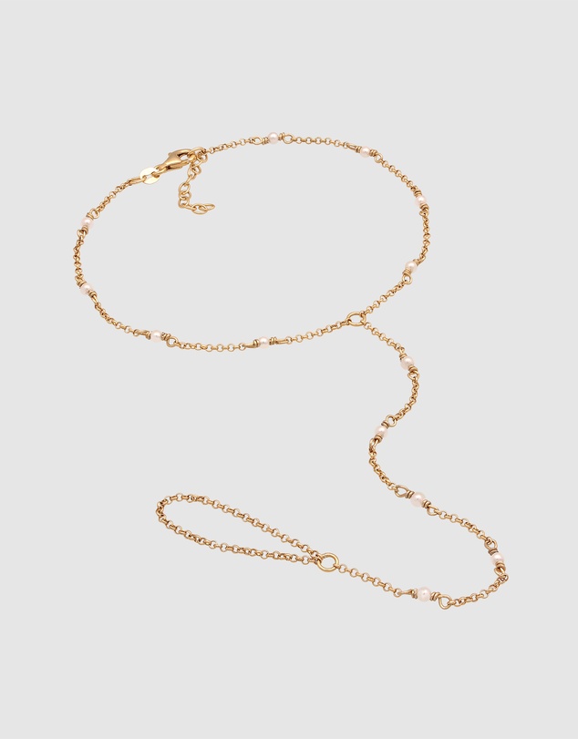 Elli Jewelry - Anklet with Shell Pearl 925 Sterling Silver Gold-plated