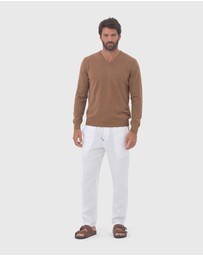 Coast Clothing - V-Neck Cotton Jumper - Natural