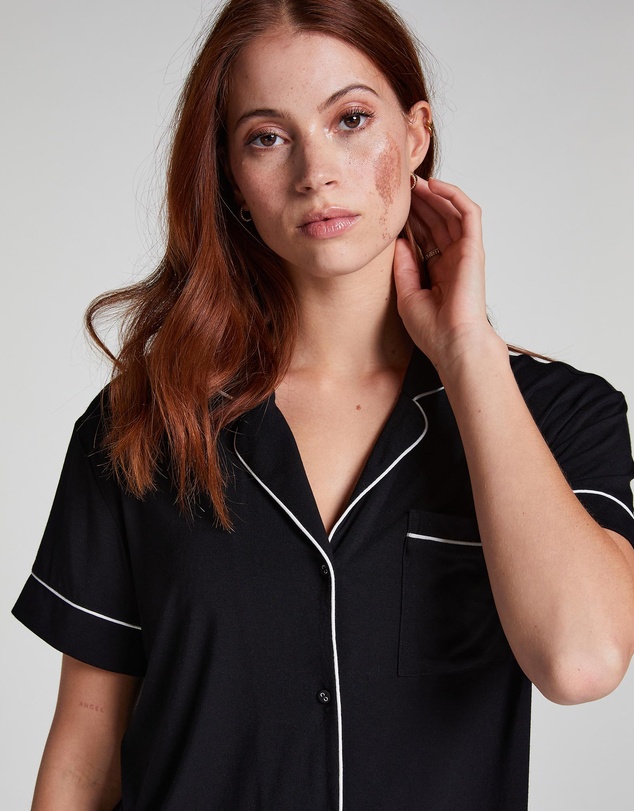 Hunkemoller - Jacket SS Jersey Essential Sleep Shirt