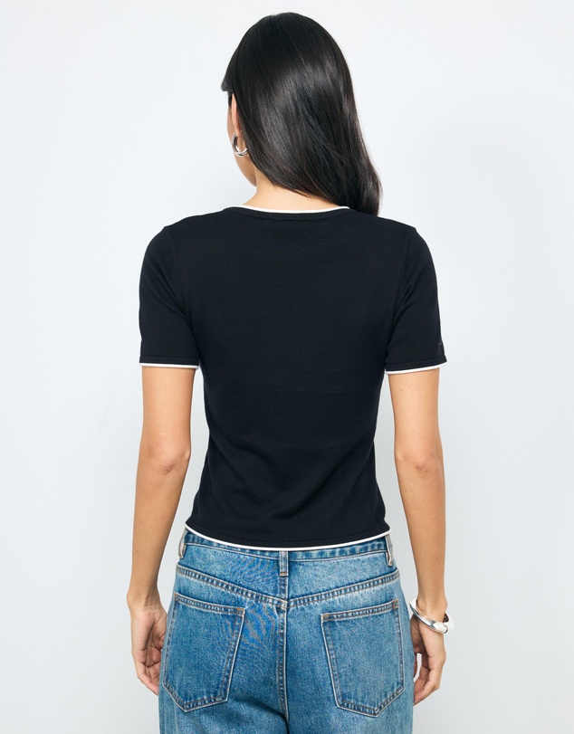 AERE - Ayla Contrast Organic Cotton Knit Top