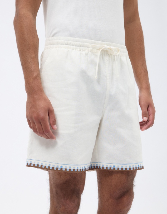 AERE - Relaxed Printed Linen Blend Shorts