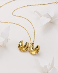 Wanderlust + Co - Fortune Cookie Gold Locket Necklace