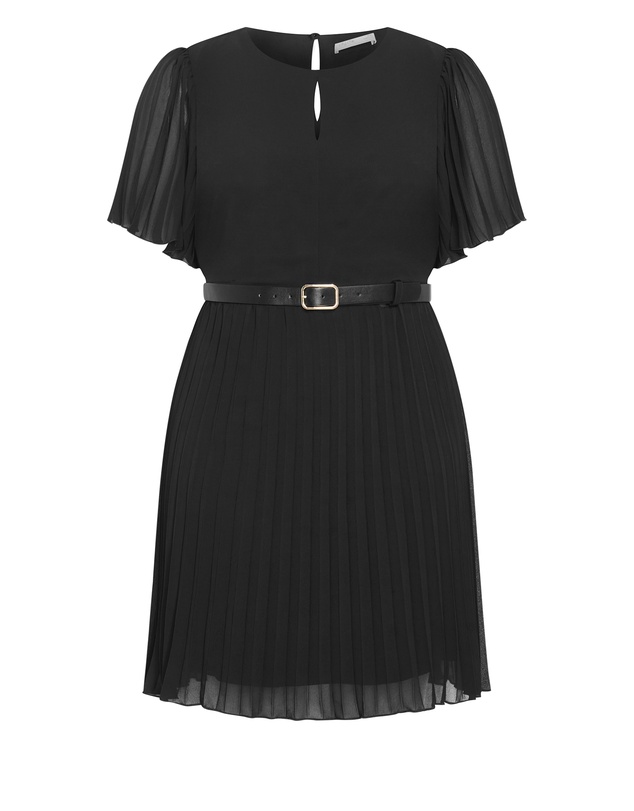 City Chic - Plus size Newberry Street Pleat Dress - black