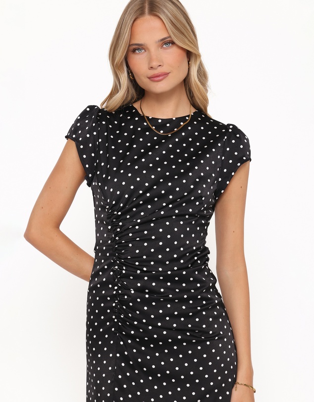 Petal & Pup - Lisbeth Midi Dress - Black Polka Dot