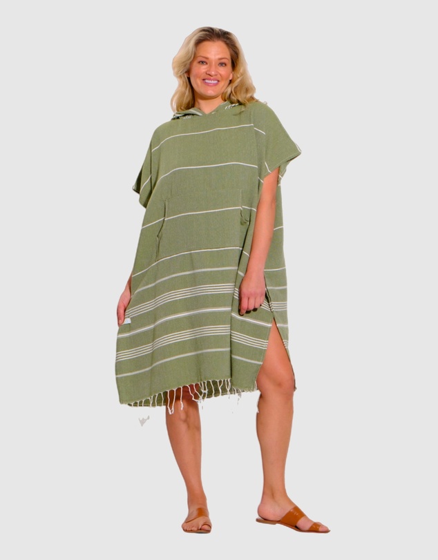 Tolu Australia - Adult Hooded Beach Towel in Green Nature – Quick-Dry Swim Poncho for Swimming & Surfing