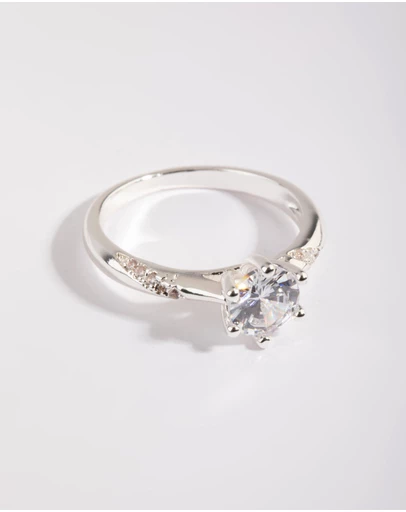 Lovisa - Silver Plated Twisted Ring with Cubic Zirconia