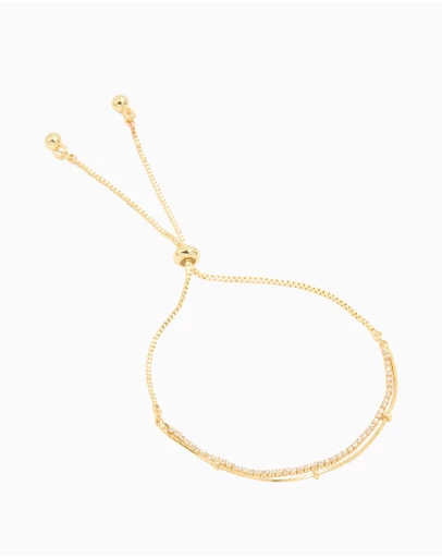 Lovisa - Gold Plated Cubic Zirconia Layered Toggle Bracelet
