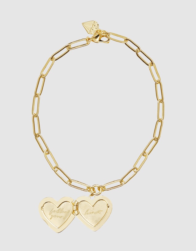 Wanderlust + Co - Heart Gold Locket Bracelet