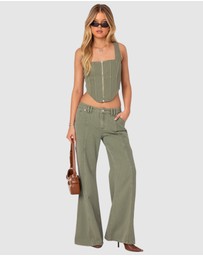 EDIKTED - Lottie Washed Denim Zip Corset