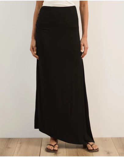 Atmos&Here - Tara Jersey Maxi Skirt with Gathers