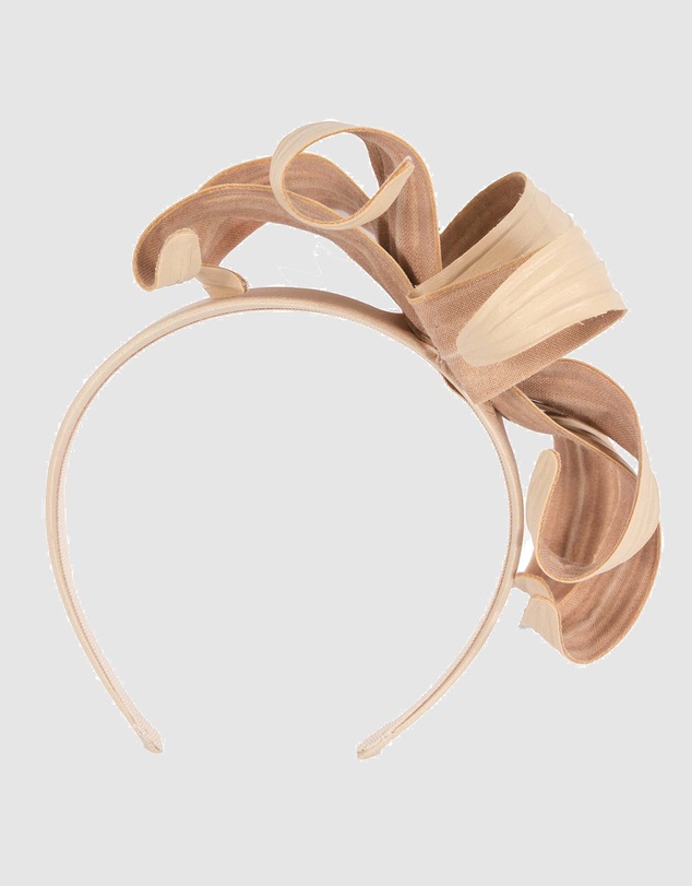 Max Alexander - Leather Leafs Nude Headband Fascinator