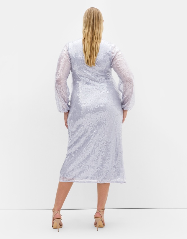 City Chic - Plus size Sequin Midi Dress - sky blue