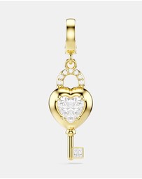 Swarovski - Idyllia Charm, Mixed Cuts, Heart With Key, White, Gold-tone Plated