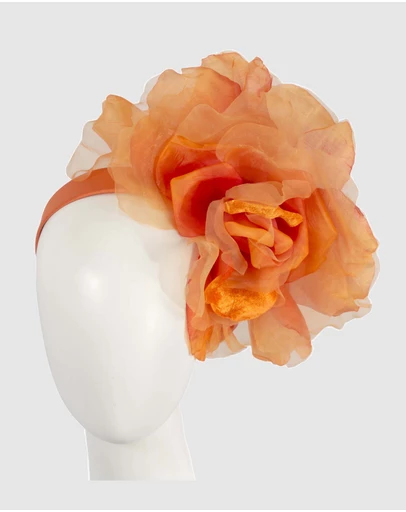 Fillies Collection - Large Orange Flower Fascinator Headband