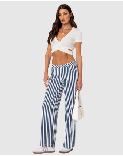 EDIKTED - Striped Low Rise Jeans