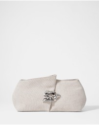 & Other Stories - Leaf-Brooch Canvas Clutch