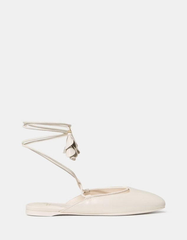 Kate Spade - Eloise Floral Smooth Leather Ankle Wrap Mule Flats