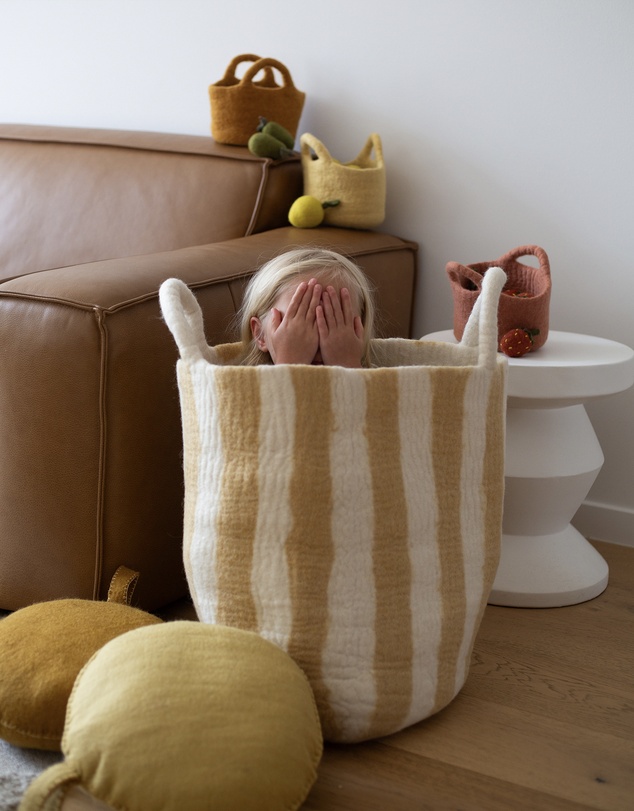 Phile - Toy Basket in Yellow Stripe - Large