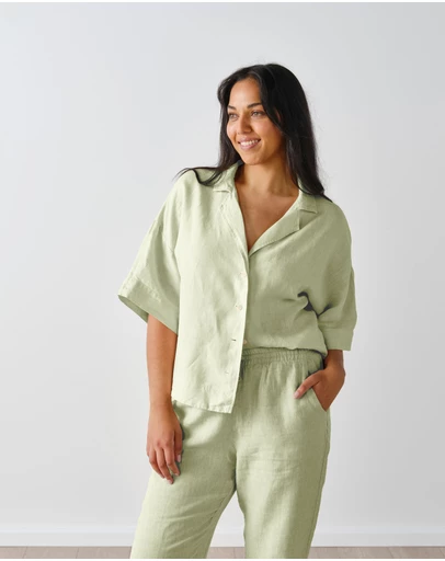 Linen House - Nimes Pure Linen Wide-Sleeved Shirt