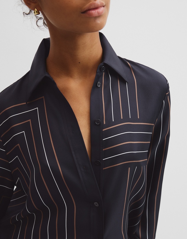 Country Road - Print Long Sleeve Washable Silk Shirt