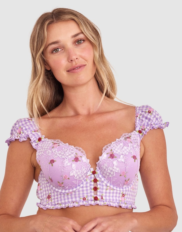 Bras N Things - Enchanted Frolic In The Fields Longline Bliss - Light Purple/Multicolour