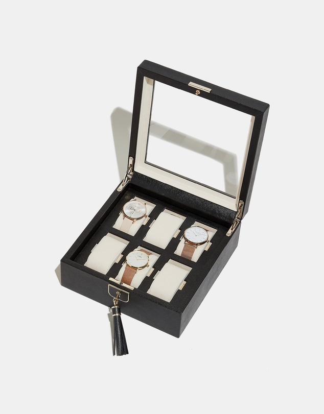 Wolf - Wolf Palermo 6 Pc Watch Box Black Anthracite