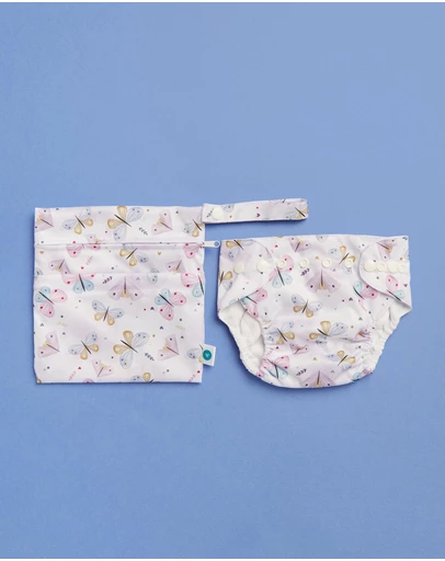 itti bitti - Reusable Swim Nappy + Small Double Pocket Wetbag - Butterfly