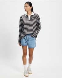 adidas Originals - Striped Oversized Long Sleeve Polo