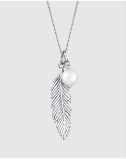 Elli Jewelry - Necklace Feather Shell Pearl 925 Sterling Silver