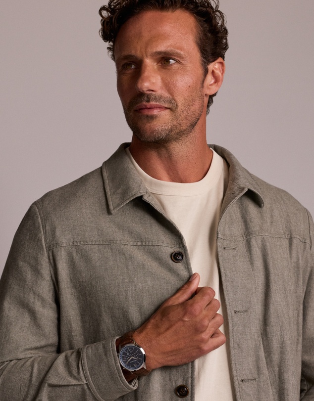 Michael Hill - Men's Chronograph Watch in Stainless Steel & Brown Leather