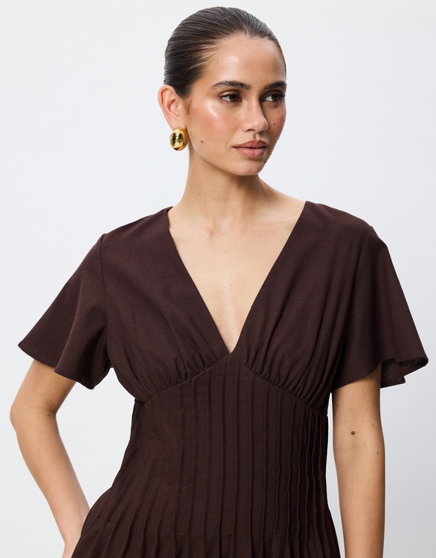 Tussah - Maysen Linen Blend Pintuck Midi Dress