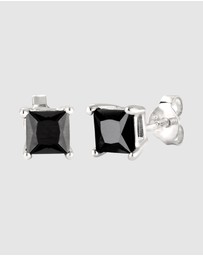 Kuzzoi - ICONIC EXCLUSIVE - Earrings Male Stud Square Black Zirconia 925 Sterling Silver