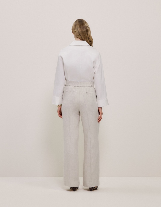 Trenery - Yarn Dyed Linen Pintucked Pant in Flax