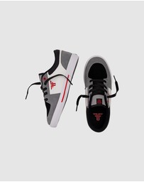 Fallen Footwear - Fallen Footwear Patriot Kids Suede/PU Skate Sneaker GRY/WHT/RED
