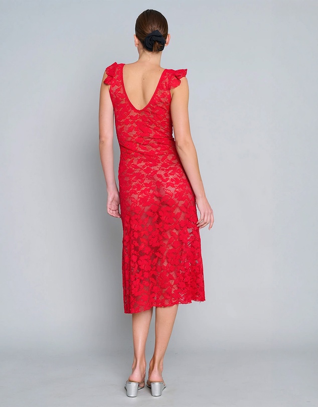 Love and Nostalgia - Summer Love Lace Midi Dress - Red