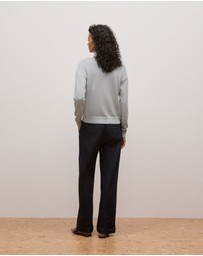 Trenery - Merino Classic Crew Cardigan in Grey Marle