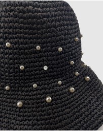 Miz Casa and Co - Monaco Pearl Foldable Raffia Weave Sun Hat
