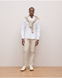 Trenery - Regular Fit Cotton Monogram Oxford Shirt in White