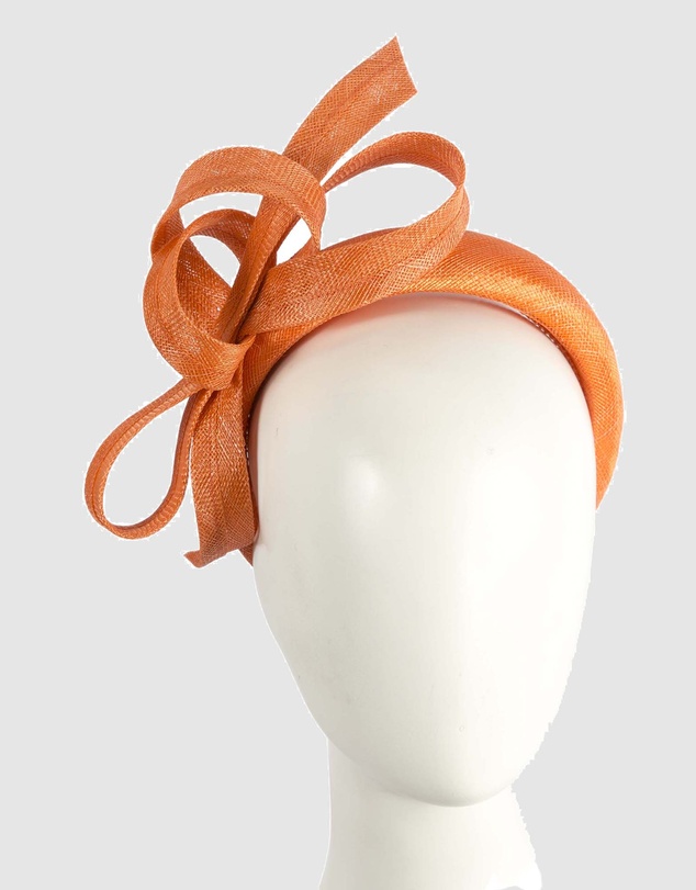 Max Alexander - Orange Sinamay Bow Racing Fascinator Headband