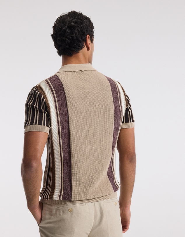 Calibre - Multi Stripe Knit Polo Natural