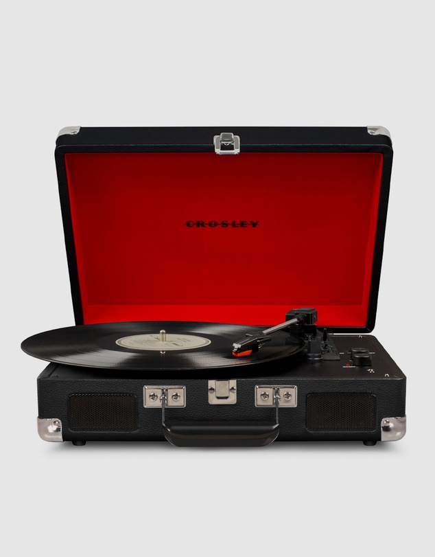 Crosley - Crosley Cruiser Bluetooth Portable Turntable - Black + Bundled Crosley Record Storage Crate