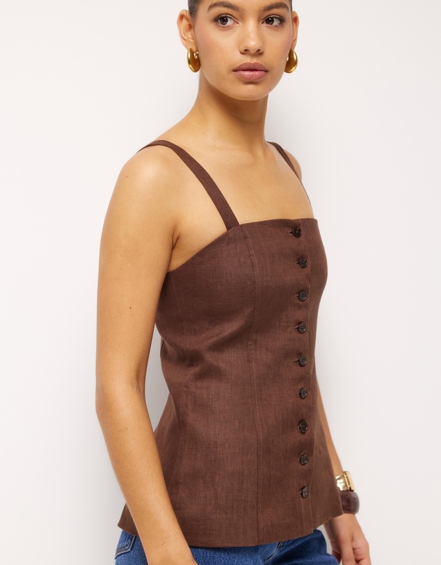 AERE - Gia Button Front Linen Cami
