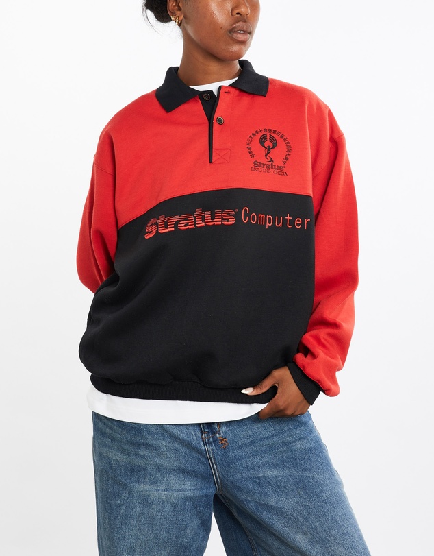 Vintage by The Real Deal - Pre Loved - Vintage 90s Stratus Computer Technologies Collared Sweatshirt
