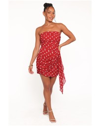 Petal & Pup - Kristen Strapless Mini Dress - Red Polka Dot