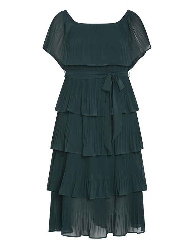 City Chic - Plus size DRESS NIGHT GARDEN - Green Teal