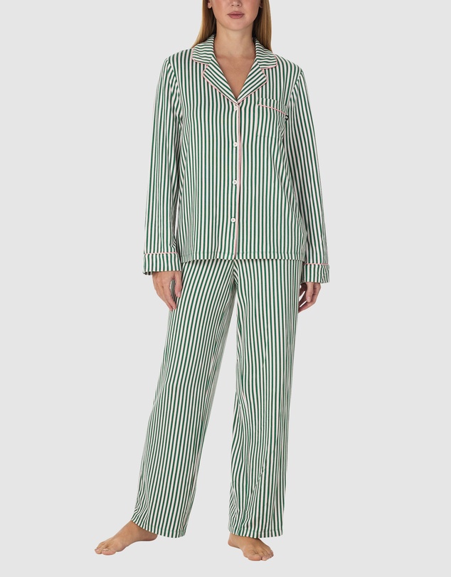 Kate Spade - Printed Jersey Button Up Long Sleeve Long Pyjama Set