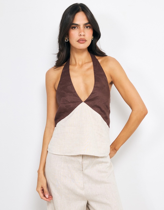 AERE - Zoe Contrast Halter Top